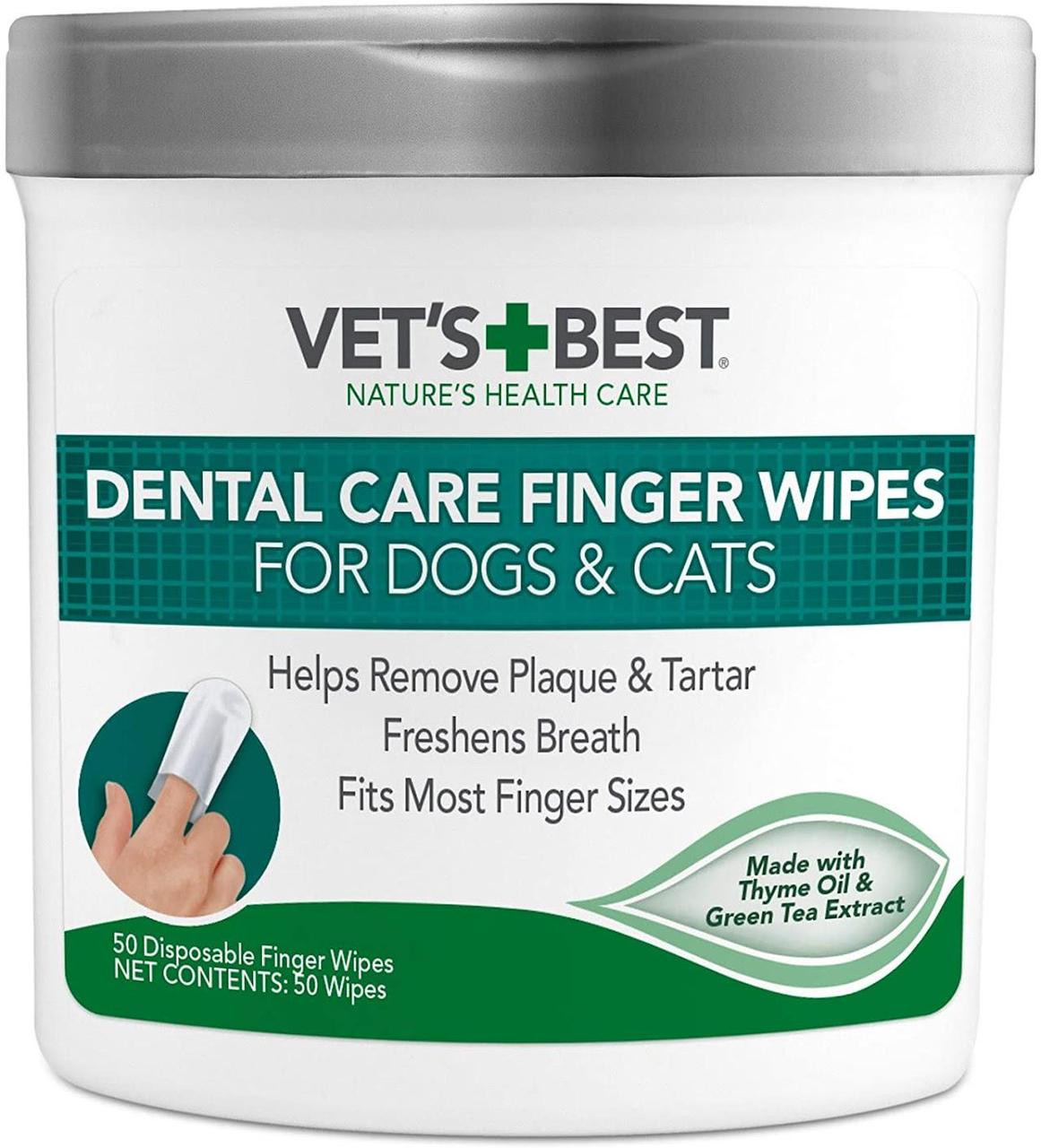 VET`S BEST Dental Care Finger Wipes фото 1
