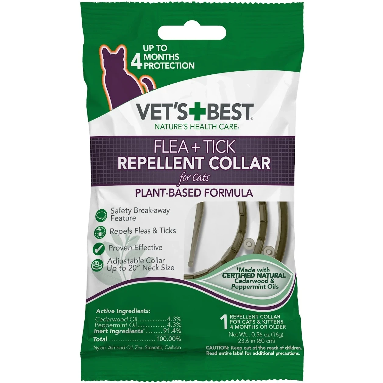 VET`S BEST Flea&Tick Repellent Collar for Cats 1шт 60 см фото 1