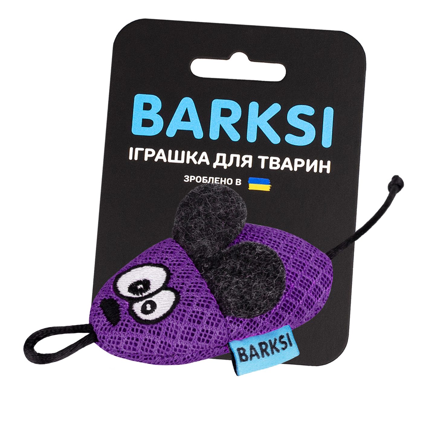 Іграшка для Котів Barksi Мишка з дзвіночком 8 х 4 см Фіолетова фото 1