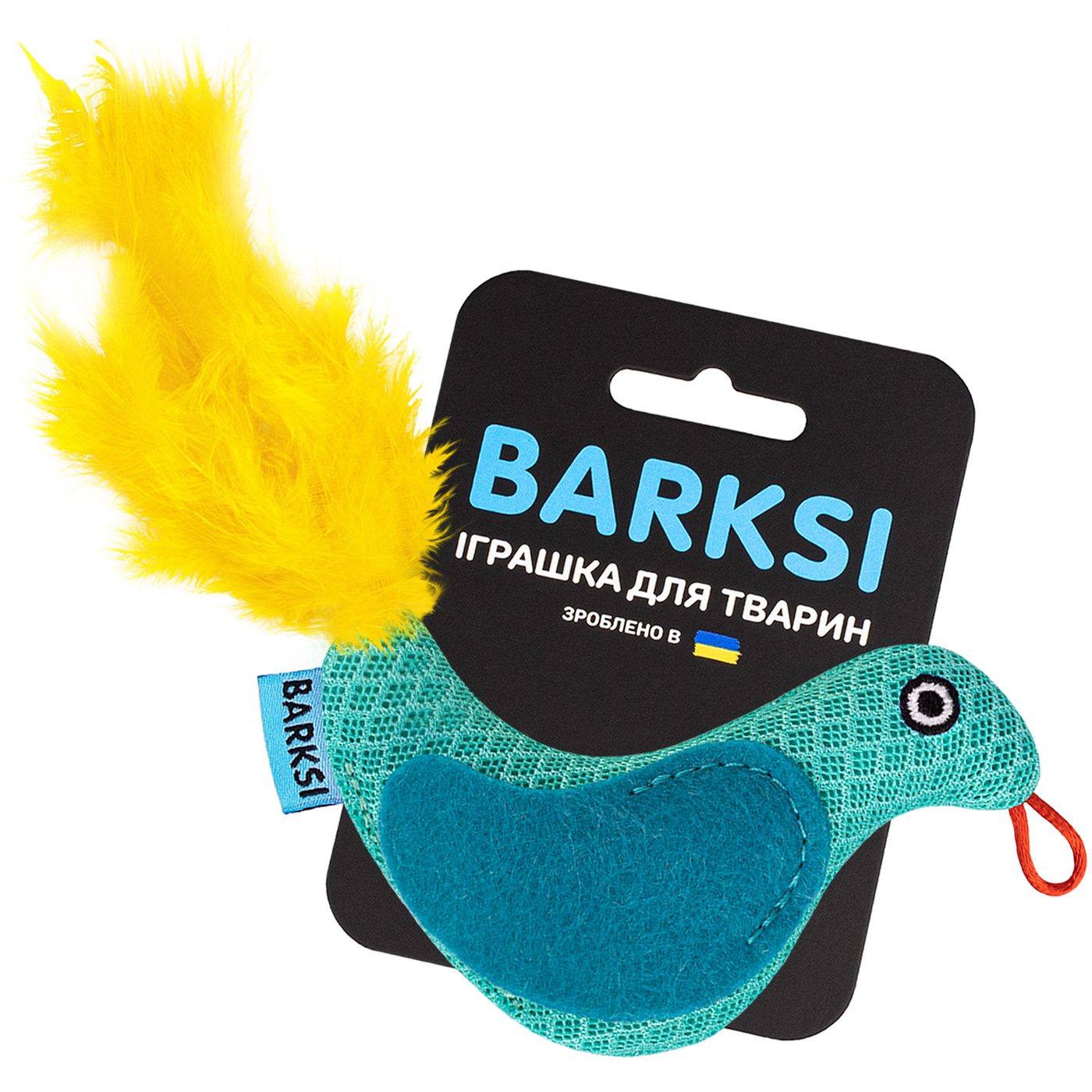 Іграшка для Котів Barksi Пташка з дзвіночком та пір'ям 9 х 8 см Ментолова фото 1