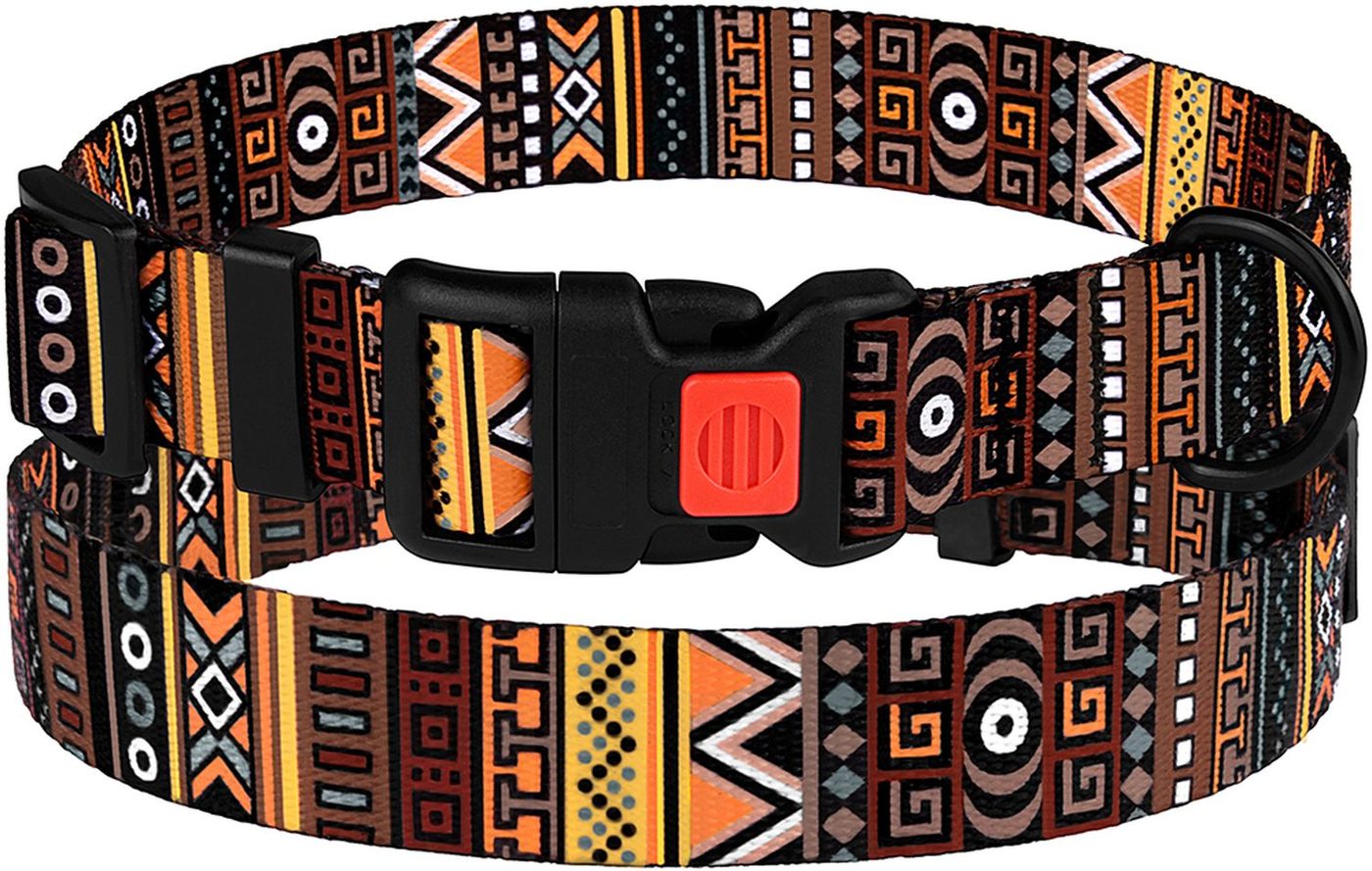 Нашийник для Собак BronzeDog Urban Етнічний Нейлоновий з Пластиковою Пряжкою Помаранчевий фото 1