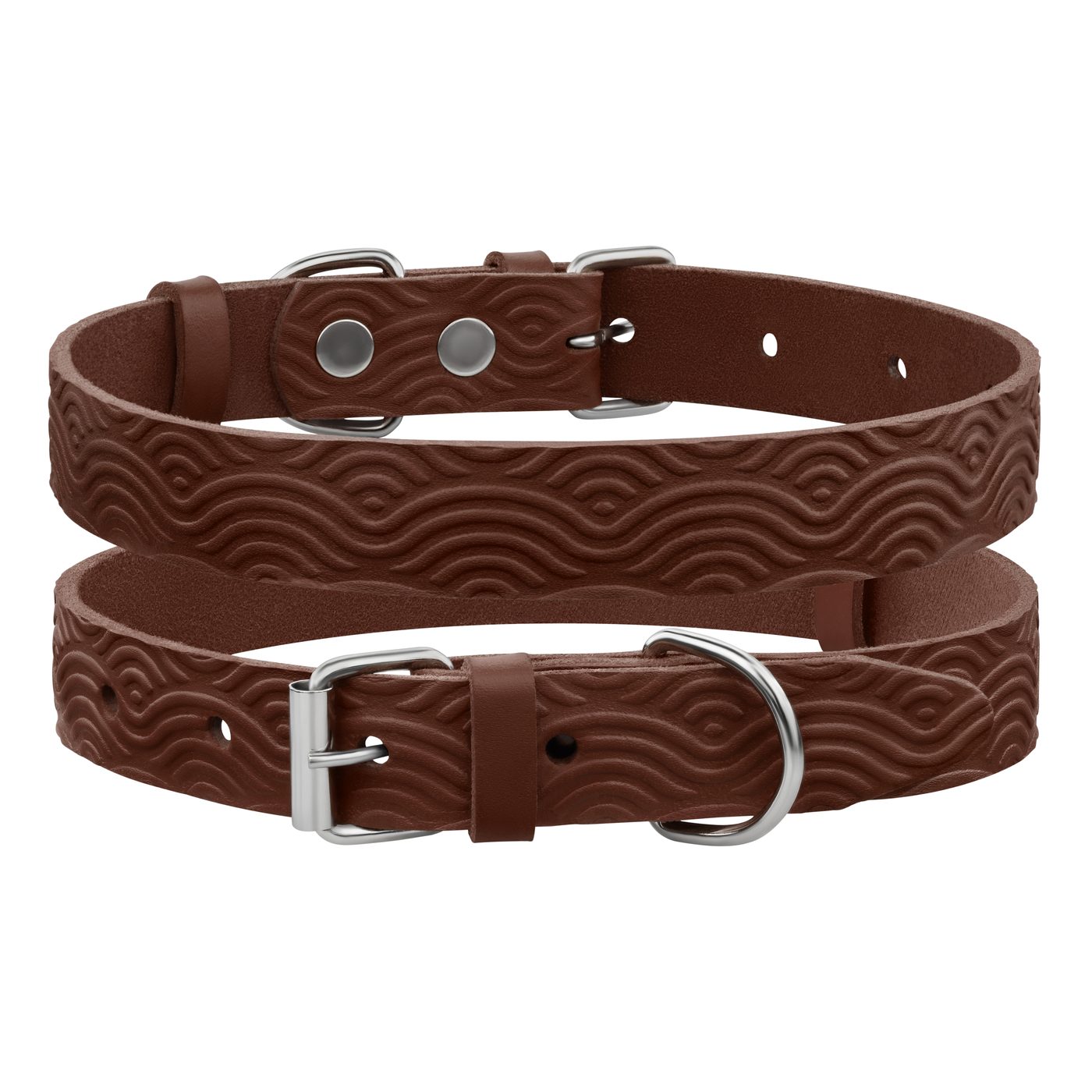 Нашийник для Собак Шкіряний BronzeDog Classic з тисненням Коричневий фото 1