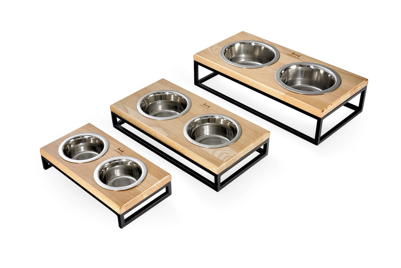 Миски на підставці Lunch Bar Natural wood + Black фото 1