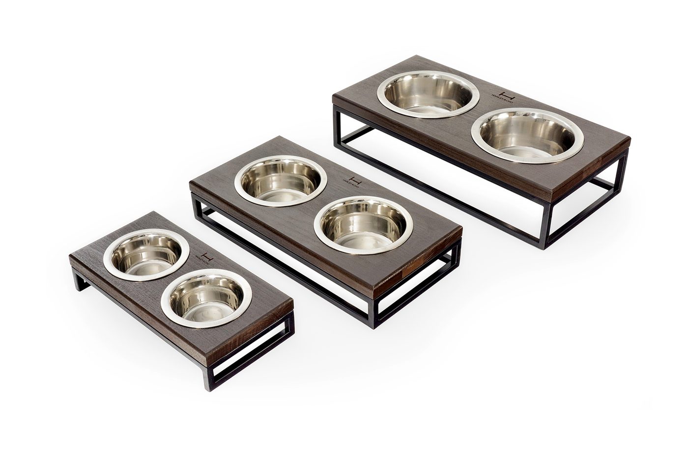 Миски на підставці Lunch Bar Brown wood + Black фото 1