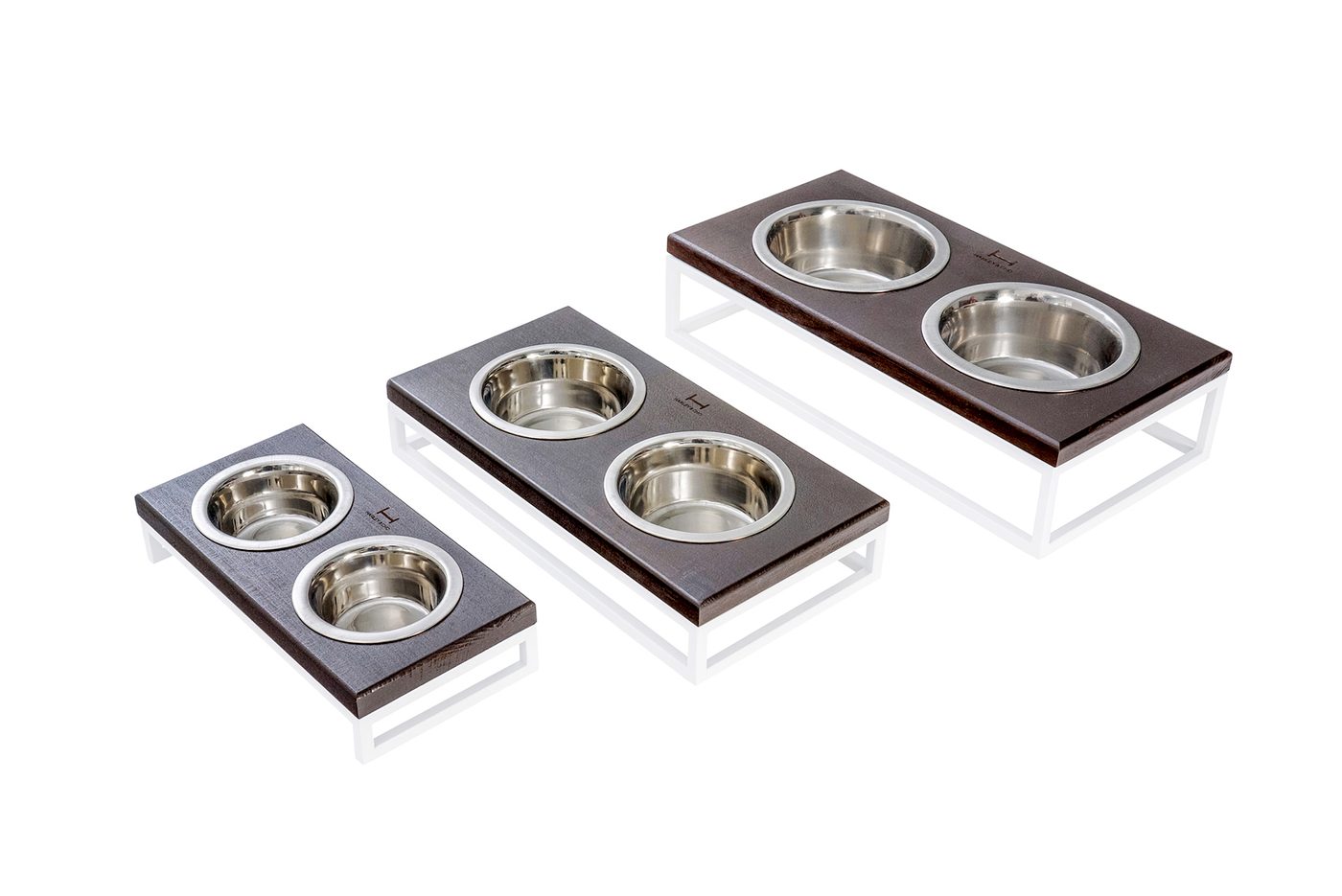 Миски на підставці Lunch Bar Brown wood + White фото 1
