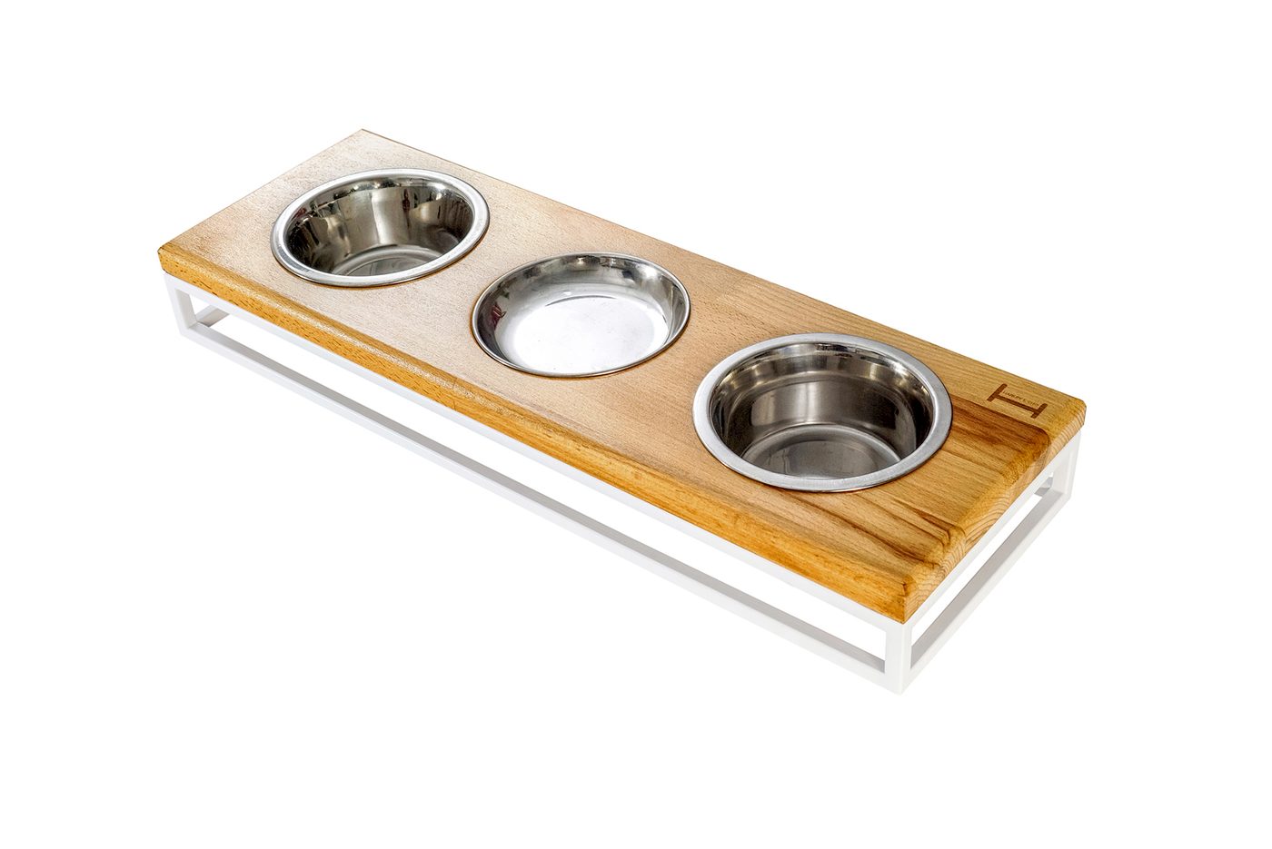 Три миски на підставці Lunch Bar Natural wood + White фото 1