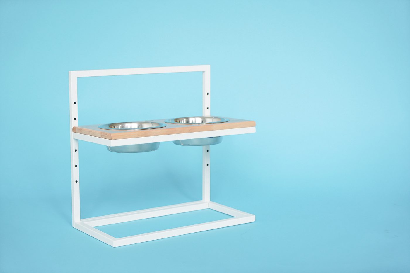 Миски на підставці з регульованою висотою Lift Natural Wood + White фото 1