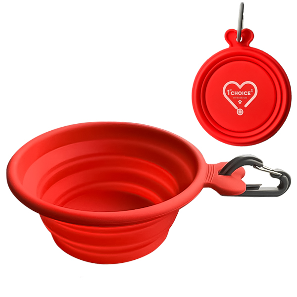 1st Choice Collapsible Silicone Pet Bowl ФЕСТ ЧОЙС БРЕНДОВАНА СКЛАДАНА МИСКА для собак та котів , Червоний л., 15 см х 13 см х 5 см см