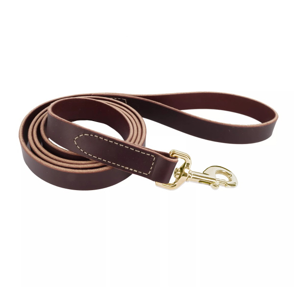Coastal Circle-T Dog Leash КОСТАЛ СЕРКЛ-Т шкіряний повідець з латунною фурнітурою для собак , 2 см х 1,8 м см., Коричневий см фото 1
