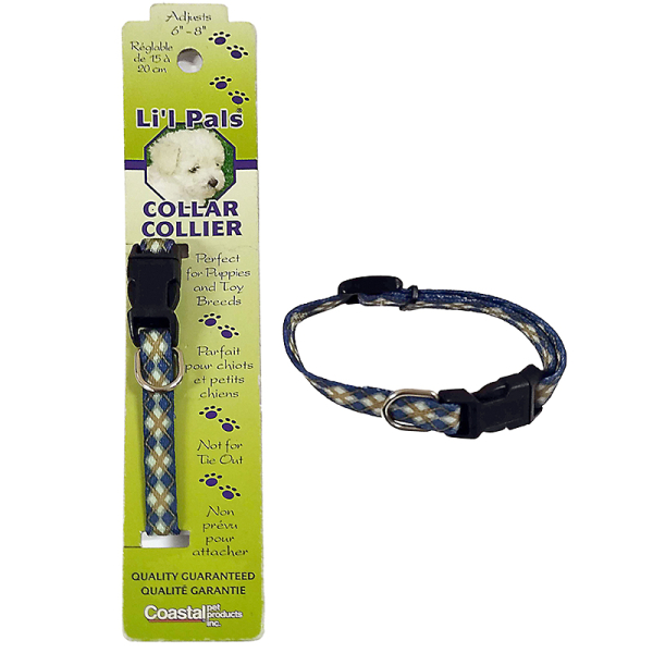 Coastal Li`l Pals КОСТАЛ ЛІТТЛ ПЕЛС нашийник для собак, 0.8х15-20см , Синій картатий см., 0,8 см x 15 - 20 см см фото 1