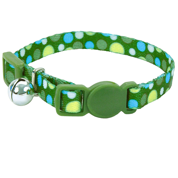Coastal Li`l Pals Breakaway Kitten Collar КОСТАЛ ЛІТТЛ ПЕЛС КІТТЕН безпечний нашийник для кошенят, 0.8х15-20см , Зелена крапка см., 0,8 см х 15 - 20 см см