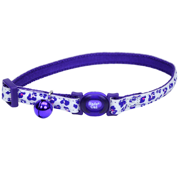 Coastal Fashion Safe Cat Collar КОСТАЛ безпечний нашийник що світится в темряві для котів , Фіолетовий леопард см., 1 см х 20 - 30 см см