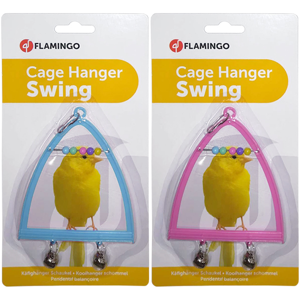 Flamingo Swing+Abacus+Bell ФЛАМІНГО ГОЙДАЛКА з дзвіночком та рахівницею іграшка для птахів , 10 см х 13 см см