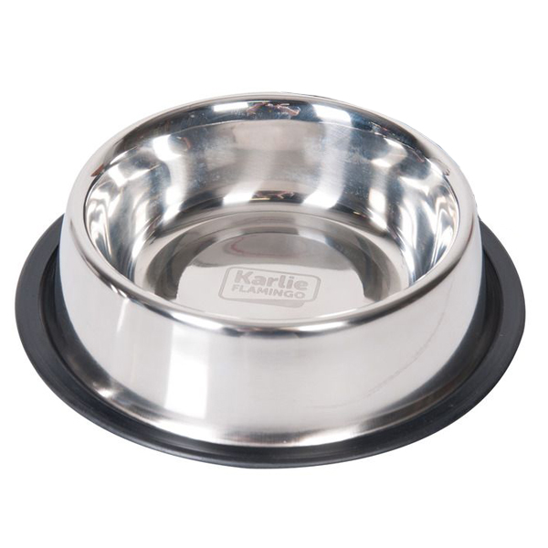 Flamingo Dish Rubber Rim ФЛАМІНГО РУБЕР РІМ миска з гумовим обідком для собак, неіржавна сталь , d 17 см см фото 1