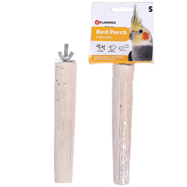 Flamingo Perch Calcium ФЛАМІНГО ЖЕРДОЧКА З КАЛЬЦІЄМ для гігієни дзьоба та кігтів птахів , 15,5 см х 2,4 - d 3 см, 18 см см., S см., Бежевий см