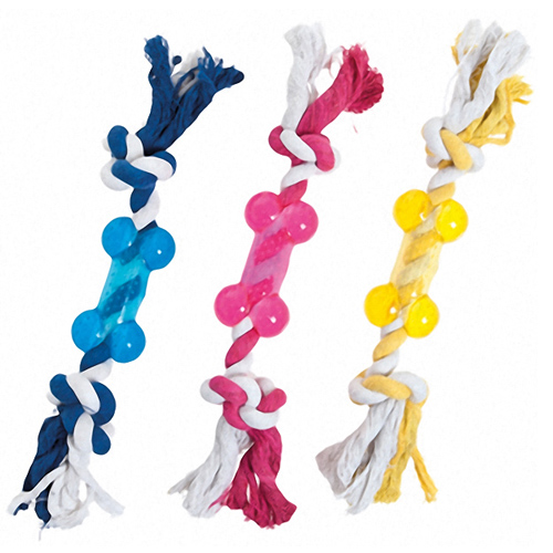 Flamingo Good4Fun Bone With Rope ФЛАМІНГО ГУД ФО ФАН КІСТКА НА МОТУЗЦІ іграшка для собак , 9 см см фото 1