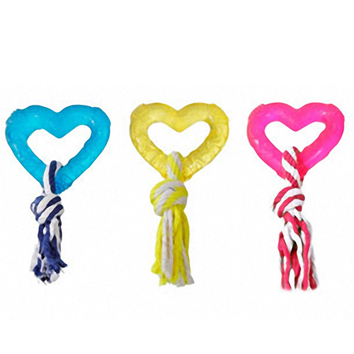 Flamingo Good4Fun Hart With Rope ФЛАМІНГО ГУД ФО ФАН СЕРЦЕ З МОТУЗКОЮ іграшка для собак, TPR-гума , 8 см см фото 1