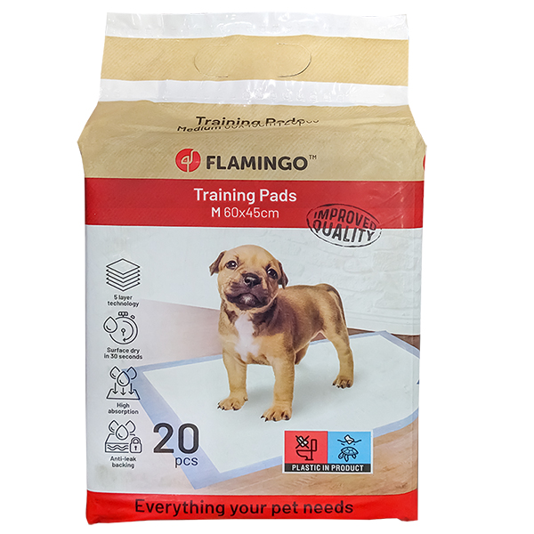 Flamingo Training Pads Puppy ФЛАМІНГО одноразова пелюшка для цуценят , M см., 60 см х 45 см, 20 од см фото 1