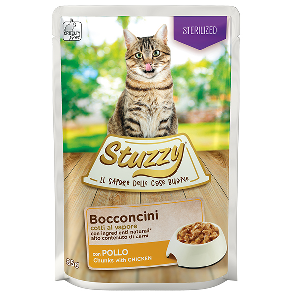 Stuzzy Cat Sterilized Chicken ШТУЗІ СТЕРІЛАЙЗИД КУРКА в соусі консерви для стерилізованих котів, вологий корм, пауч фото 1