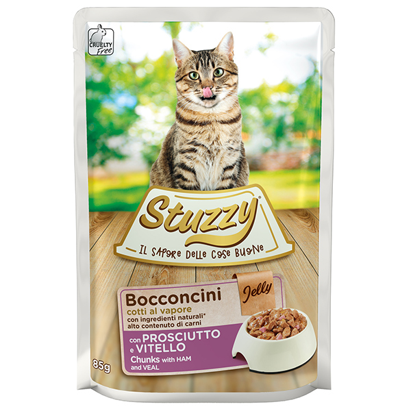 Stuzzy Cat Ham and Veal ШТУЗІ ШИНКА ТЕЛЯТИНА в желе консерви для котів, вологий корм, пауч фото 1