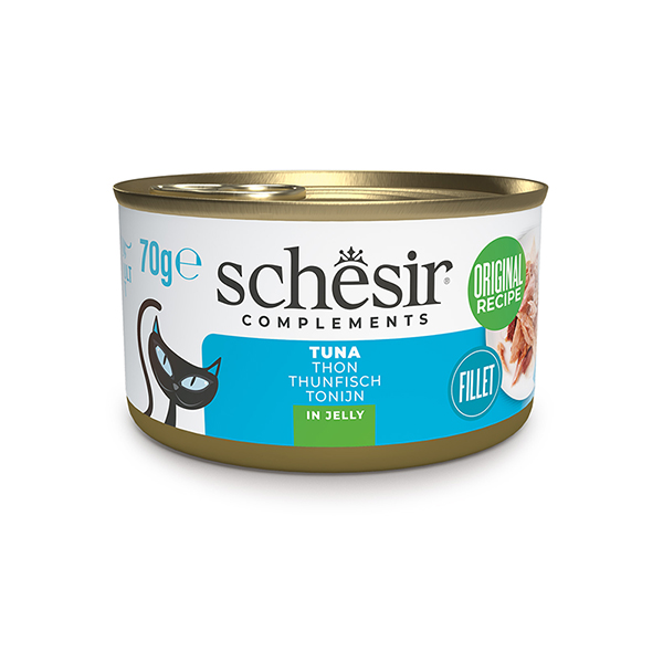 Schesir Tuna ШЕЗІР ТУНЕЦЬ в желе вологий корм консерви для котів, банка фото 1
