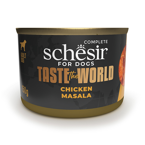 Schesir Taste the World Chicken Masala ШЕЗІР МАСАЛА З КУРКОЮ в бульйоні натуральні консерви для собак, вологий корм, банка фото 1