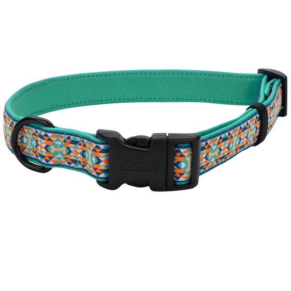 Coastal Ribbon Weave Collar КОСТАЛ РІББОН ВЕЙВ нашийник для собак , Темно-бірюзовий з кісточками см., XS см., 1,6 см х 20 - 30 см см фото 1