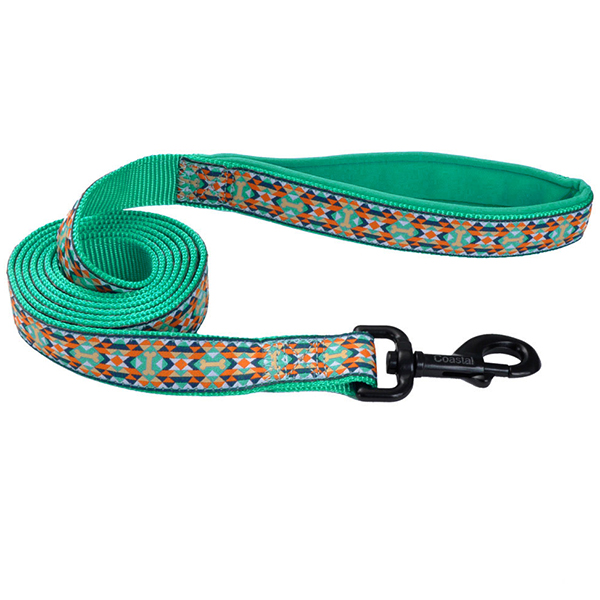 Coastal Ribbon Weave Leash КОСТАЛ РІББОН ВЕЙВ повідець для собак , Темно-бірюзовий з кісточками см., 2,5 см х 1,8 м см фото 1
