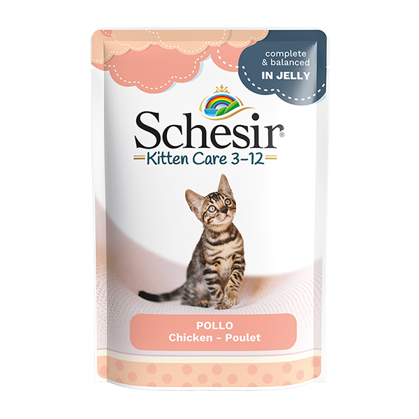 Schesir Kitten Care Chicken ШЕЗІР ФІЛЕ КУРКИ ДЛЯ КОШЕНЯТ повнораціонний вологий корм консерви в желе для кошенят, пауч фото 1