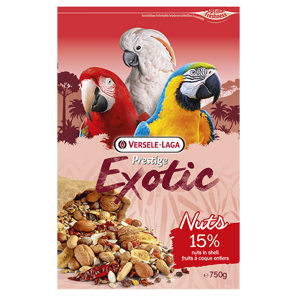 Versele-Laga Prestige Premium Exotic Nuts ВЕРСЕЛЕ-ЛАГА ПРЕСТИЖ ПРЕМІУМ ЕКЗОТИЧНІ ГОРІХИ додатковий корм для великих папуг