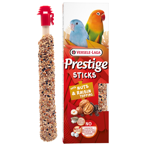 Versele-Laga Prestige Sticks Small Parrot Nuts & Raisin topping ВЕРСЕЛЕ-ЛАГА ПРЕСТИЖ ГОРІХИ ТА РОДЗИНКИ ласощі для хвилястих папуг 2х , 2 од х см