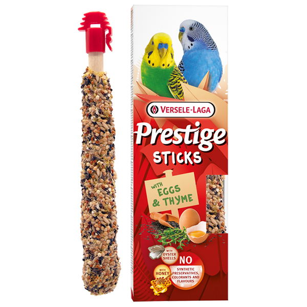 Versele-Laga Prestige Sticks Small Parrot Eggs & Thyme ВЕРСЕЛЕ-ЛАГА ЯЙЦЯ ТА ЧЕБРЕЦЬ ласощі для хвилястих папуг 2х , 2 од х см