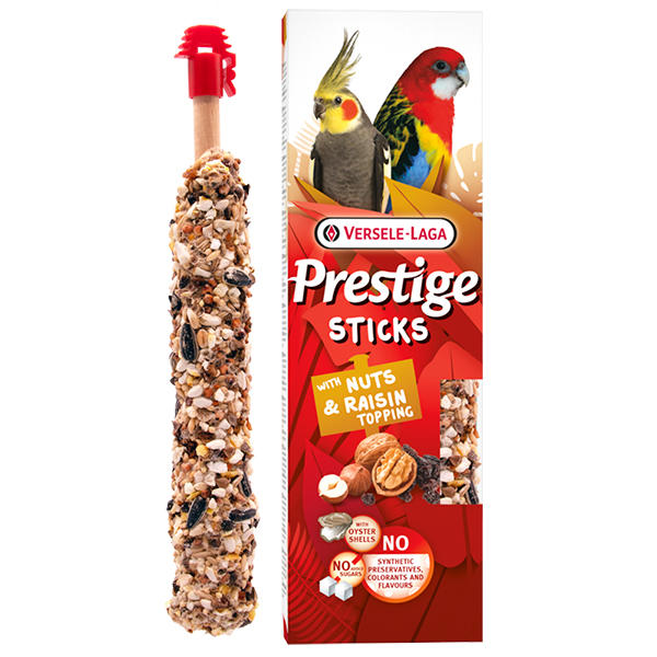 Versele-Laga Prestige Sticks Parrots Nuts & Raisin topping ВЕРСЕЛЕ-ЛАГА ПРЕСТИЖ ГОРІХИ ТА РОДЗИНКИ ласощі для середніх і великих папуг 2х , 2 од х см