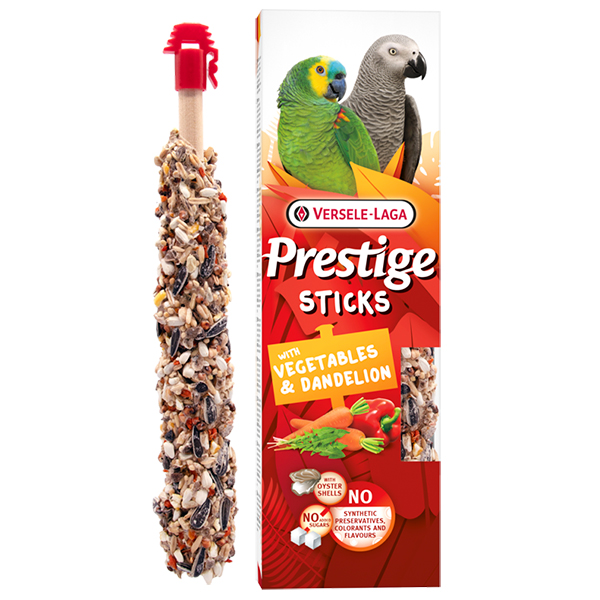 Versele-Laga Prestige Sticks Parrots Vegetables & Dandelion ВЕРСЕЛЕ-ЛАГА ПРЕСТИЖ ОВОЧІ ТА КУЛЬБАБА ласощі для середніх і великих папуг 2х , 2 од х см