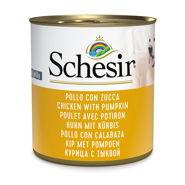 Schesir Chicken With Pumpkin ШЕЗІР КУРКА З ГАРБУЗОМ в желе натуральні консерви для собак, вологий корм, банка фото 1