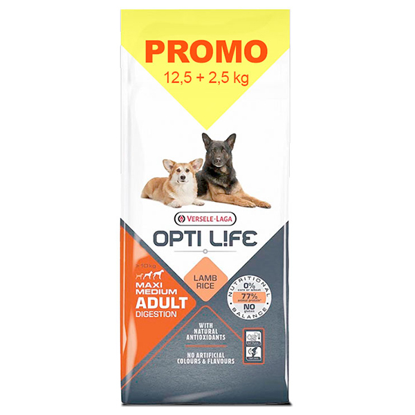 Opti Life Adult Digestion Medium & Max Promo ОПТІ ЛАЙФ ЯГНЯ СЕРЕДНІХ ВЕЛИКИХ сухий суперпреміум корм для собак з чутливим травленням середніх і великих порід , см фото 1