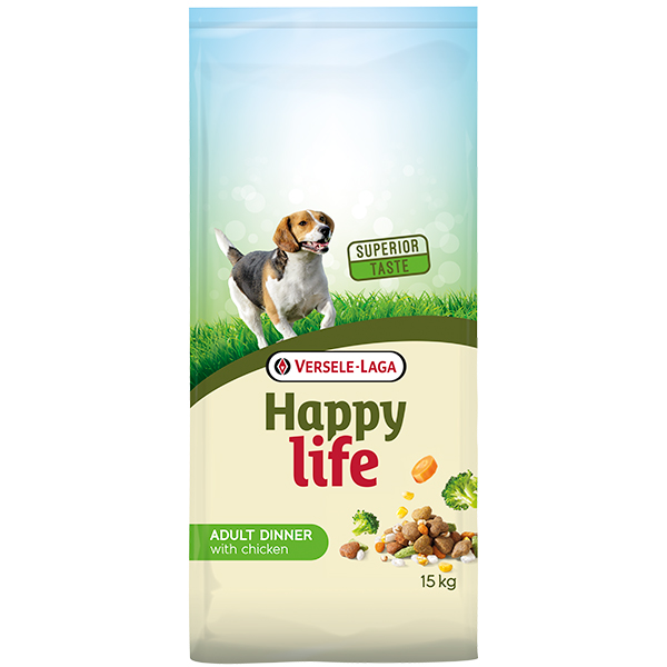 Happy Life Adult Dinner with Chicken ХЕППІ ЛАЙФ ВЕЧЕРЯ КУРКА З ОВОЧАМИ сухий преміум корм для собак усіх порід фото 1