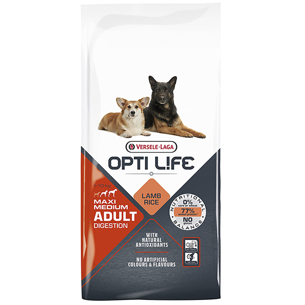 Opti Life Adult Digestion Medium & Max ОПТІ ЛАЙФ ЯГНЯ СЕРЕДНІХ ВЕЛИКИХ сухий суперпреміум корм для собак з чутливим травленням середніх і великих порід , см фото 1