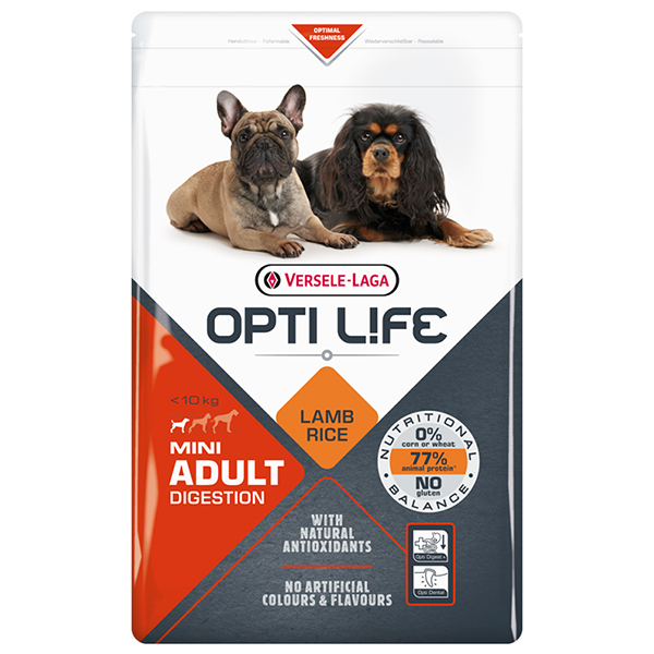 Opti Life Adult Digestion Mini ОПТІ ЛАЙФ ЯГНЯ МІНІ МАЛИХ сухий суперпреміум корм для собак з чутливим травленням міні та малих порід , см фото 1