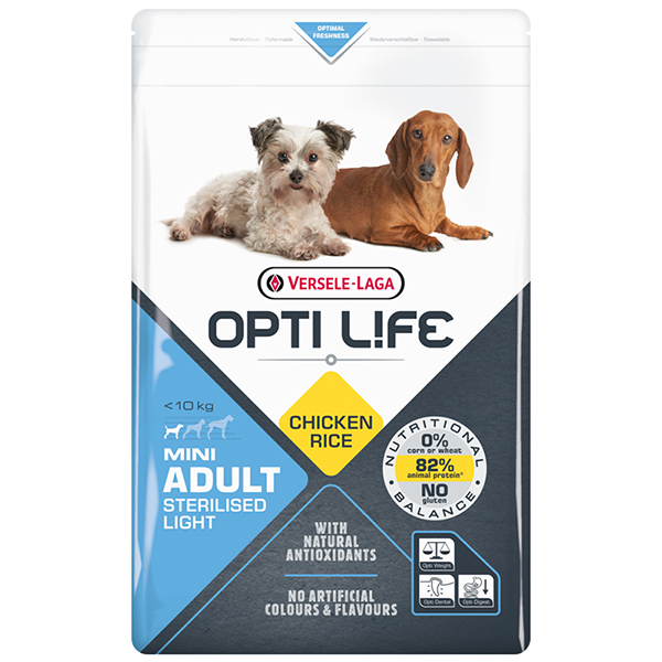 Opti Life Sterilised Light Mini ОПТІ ЛАЙФ СТЕРІЛАЙЗИД ЛАЙТ МІНІ МАЛИХ сухий суперпреміум корм для стерилізованих і собак із зайвою вагою міні та малих порід , см фото 1