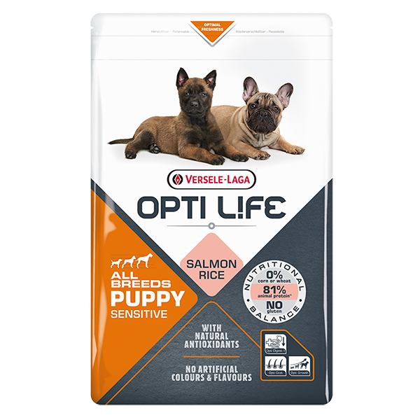 Opti Life Puppy Sensitive ОПТІ ЛАЙФ ЛОСОСЬ ДЛЯ ЦУЦЕНЯТ сухий суперпреміум корм для цуценят всіх порід , см фото 1