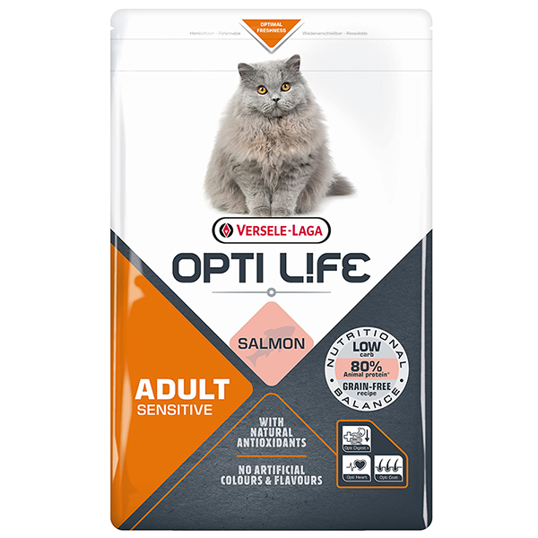 Opti Life Sensitive ОПТІ ЛАЙФ ЛОСОСЬ СЕНСІТІВ беззерновий сухий суперпреміум корм для котів з чутливим травленням , см фото 1