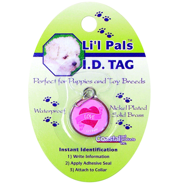 Coastal Li`l Pals ID Tag КОСТАЛ ЛІТТЛ ПЕЛС брелок для адреси до нашийника для собак та котів , Серця рожевий см