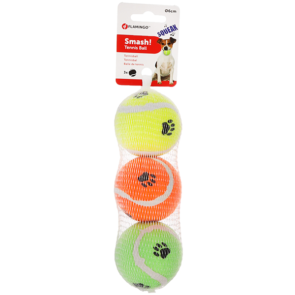 Flamingo Smash Tennis Ball ФЛАМІНГО СМЕШ тенісний м’яч 6 см з пищалкою іграшка для собак, набор 3шт. , d 6 см см фото 1