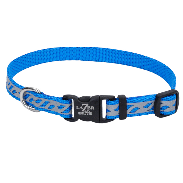 Coastal Lazer Brite Reflective Collar КОСТАЛ ЛАЗЕР БРАЙТ світловідбивний нашийник для собак, 1х20-30см , Блакитна хвиля см., 1 см х 20 - 30 см см фото 1