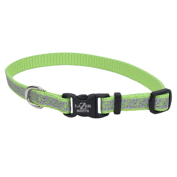 Coastal Lazer Brite Reflective Collar КОСТАЛ ЛАЗЕР БРАЙТ світловідбивний нашийник для собак, 1х20-30см , Лайм см., 1 см х 20 - 30 см см фото 1