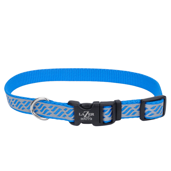 Coastal Lazer Brite Reflective Collar КОСТАЛ ЛАЗЕР БРАЙТ світловідбивний нашийник для собак, 1.6х30-46см , Блакитна хвиля см., 1,6 см х 30 - 46 см см фото 1