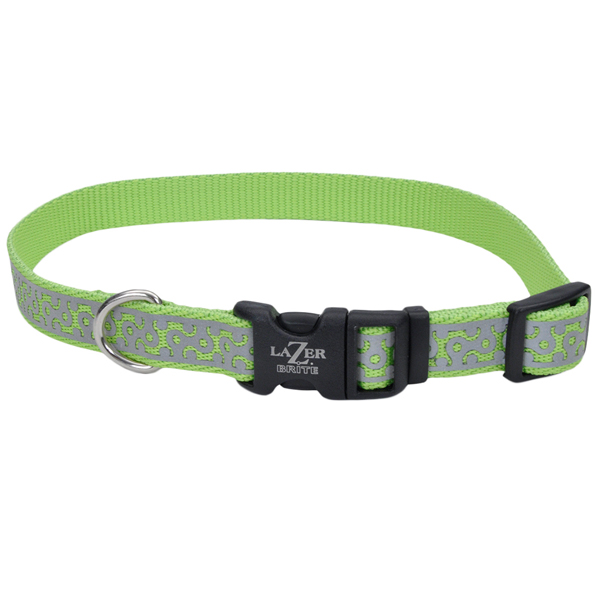 Coastal Lazer Brite Reflective Collar КОСТАЛ ЛАЗЕР БРАЙТ світловідбивний нашийник для собак, 1.6х30-46см , Лайм см., 1,6 см х 30 - 46 см см фото 1