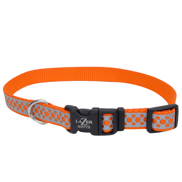 Coastal Lazer Brite Reflective Collar КОСТАЛ ЛАЗЕР БРАЙТ світловідбивний нашийник для собак, 1.6х30-46см , Помаранчеві точки см., 1,6 см х 30 - 46 см см фото 1