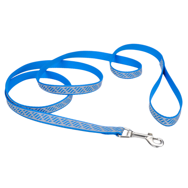 Coastal Lazer Brite Reflective Leash КОСТАЛ ЛАЗЕР БРАЙТ світловідбивний повідець для собак, 1.6смХ1.2м , Блакитна хвиля см., 1,6 см х 1,2 м см фото 1